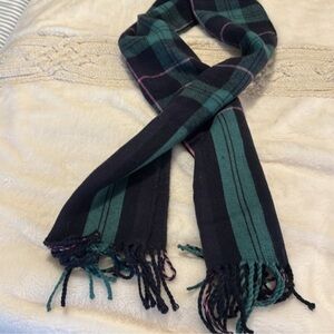 Joules Black and green plaid scarf
